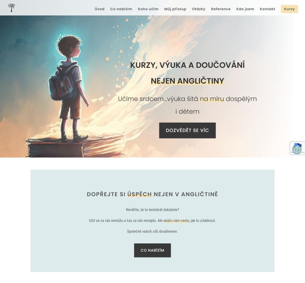 Ukázka titulní strany webu